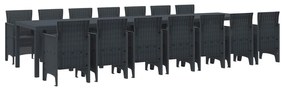 vidaXL Conjunto de Jantar para Jardim com Almofadas 15 pcs Antracite
