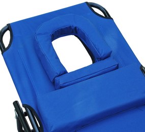 Espreguiçadeira reclinável e dobrável com almofada de leitura ou massagem - Cor azul - Aço - 190x56x28 cm