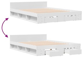 Estrutura de cama c/ gavetas 140x190cm derivados madeira branco