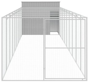 Casota cães c/ parque 214x1069x181 cm aço galvaniz. cinza-claro