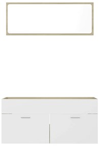 2 pcs conj. móveis casa banho contrapl. branco/carvalho sonoma