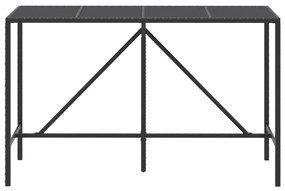 Mesa de bar com tampo de vidro 180x70x110 cm vime PE preto