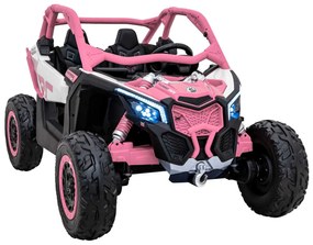 Carro elétrico para Crianças 24V 4x200W 2 Lugares, Buggy Can-Am Maverick Turbo RR Rodas de EVA, Assento de couro Rosa