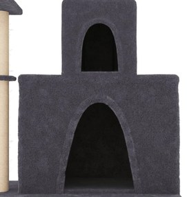 Árvore p/ gatos c/ postes arranhadores sisal 83 cm cinza-escuro