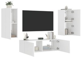 3 pcs móveis de parede para TV com luzes LED branco