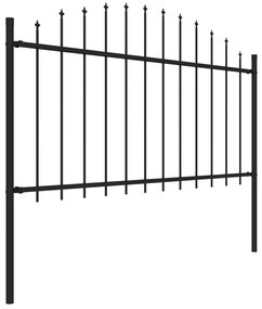 Cerca de jardim com topo em lanças (1,25-1,5)x15,3 m aço preto