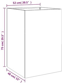 Vaso/floreira 52x48x75 cm aço galvanizado prateado
