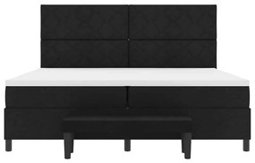 Cama Box Spring com Colchão e Banco Preto 200x200 cm Tecido