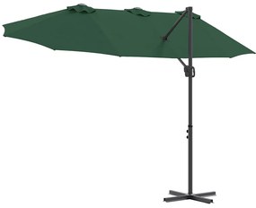 Guarda-sol cantilever de jardim Verde 372 x 198 x 253 cm