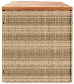 Caixa arrumação jardim 220x50x54 cm vime PE/acácia maciça bege