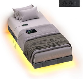 Estrutura de cama 90 x 200 cm (COLCHÃO NÃO INCLUIDO), com iluminação LED, base de cama cinzenta