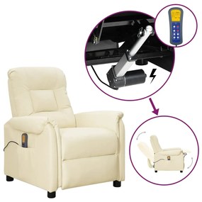 vidaXL Poltrona de massagens elevatória couro artificial cor creme