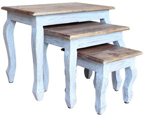 Conjunto de mesas de encastrar 3 pcs madeira de mogno maciça