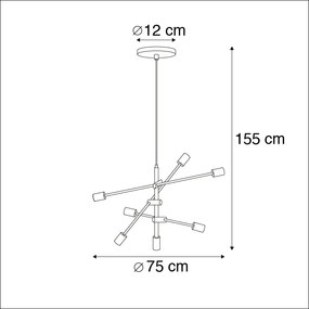 LED Candeeiro suspenso industrial preto 6-lâmpadas-WiFi-ST64 - SYDNEY Industrial,Moderno,Design