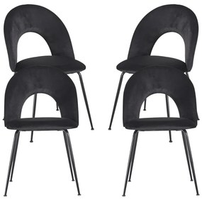 Pack 4 Cadeiras Dawa Black Veludo - Preto