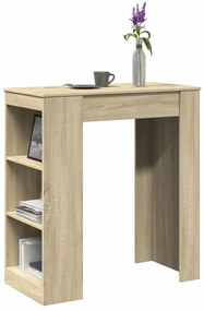 vidaXL Mesa de bar c/ prateleiras derivados de madeira carvalho sonoma