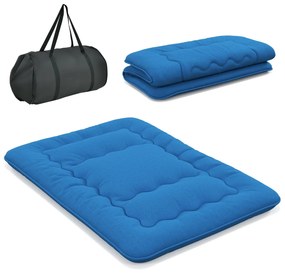 Colchão de enrolar Tapete de chão Tatami com capa lavável Tapete portátil com saco de transporte 200 x 140 x 10 cm Azul