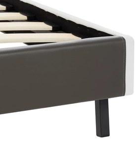 Estrutura de cama 180x200 cm couro artificial cinzento e branco