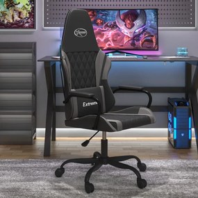 vidaXL Cadeira gaming massagens couro artificial preto e cinzento