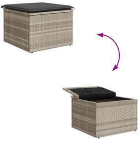 Conjunto de Sofá de 4 Peças com Almofadas Cinzento Claro Rattan Poliés