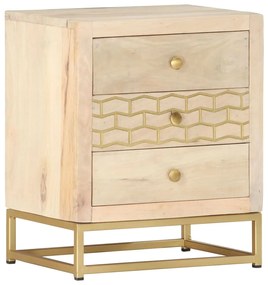 Mesa de cabeceira 40x30x50 cm madeira mangueira maciça dourado