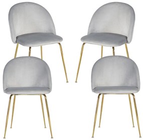 Pack 4 Cadeiras Golden Dalnia Veludo - Cinza claro