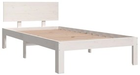 Estrutura de cama solteiro 90x190 cm madeira maciça branco