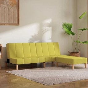 vidaXL Sofá-cama de 2 lugares c/ banco tecido verde