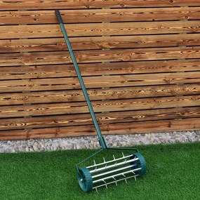 Rolo Aerador de relva para jardim Aerador de relva para jardim Escarificador de relva com cabo longo 45 x 21 x 126 cm verde