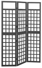 vidaXL Biombo/treliça 3 painéis abeto maciço 121x180 cm preto