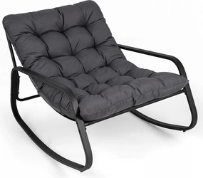 Cadeira de Baloiço para Exterior, 120 x 91 x 78 cm, Almofada Removível, Cinzento