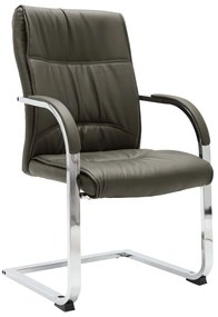 vidaXL Cadeira de escritório cantilever em couro artificial cinzento