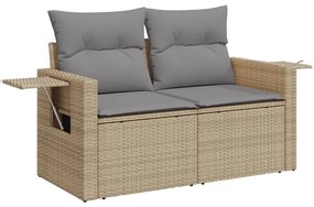 9 pcs conjunto de sofás p/ jardim com almofadões vime PE bege