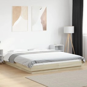 Estrutura de cama 160x200 cm derivados madeira carvalho sonoma