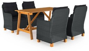 vidaXL 5 pcs conjunto de jantar para jardim cinzento-escuro