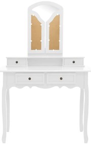 Conj. toucador c/ banco 100x40x146cm madeira paulownia branco