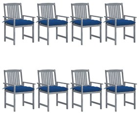 vidaXL Cadeiras de jardim c/ almofadões 8 pcs acácia maciça cinzento