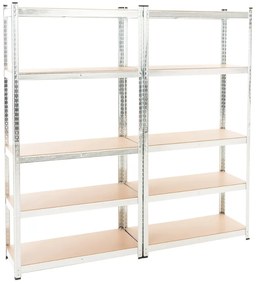 Conjunto de 2 prateleiras para cargas pesadas 90 x 40 x 180 cm Prateado