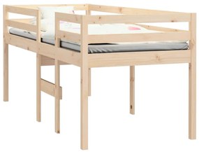 Cama alta 90x190 cm madeira de pinho maciça
