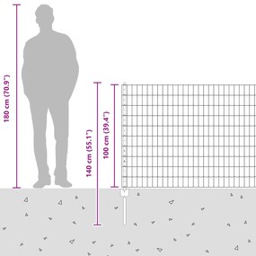 Cerca Euro com 10 Postes Cinza 1x10 m Aço