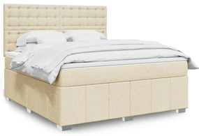 vidaXL Cama com molas/colchão 180x200 cm tecido cor creme