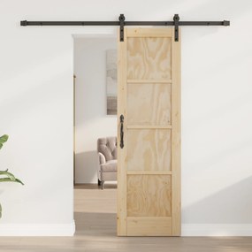 Porta Deslizante vidaXL com Kit de Ferragens 61x198,5 cm Madeira Sólid
