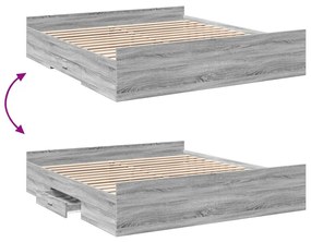Estrutura de cama c/ gavetas derivados madeira cinza sonoma
