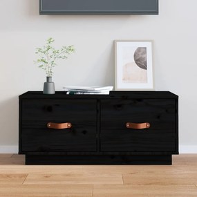 Móvel de TV 80x34x35 cm madeira de pinho maciça preto