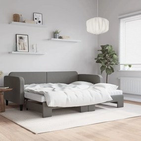 vidaXL Sofá-cama c/ gavetão e colchões 90x200cm tecido cinzento-escuro