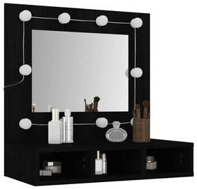 Toucador de Parede com Luzes LED - 60x31,5x62 cm - Cor Preto