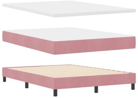 Cama Box Spring com Colchão Rosa 140x200 cm Veludo