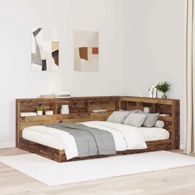 vidaXL Cabeceira de armazenamento com prateleira Madeira antiga 140 cm
