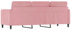 Sofá de 3 lugares 180 cm veludo rosa
