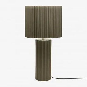 Candeeiro De Mesa Em Cerâmica E Tecido Marvila Verde Exército & ↑60 Cm - Sklum